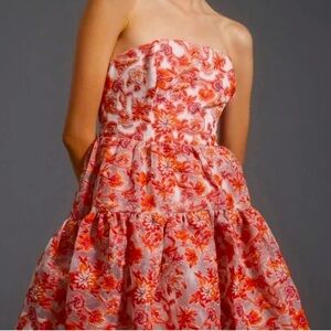 Anthropologie Maeve NWT Strapless Orange and Pink Floral Dress
